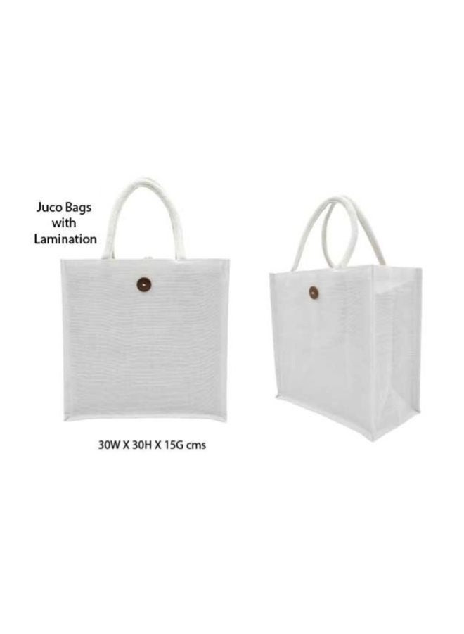 Fatio Set of 10 White Juco Bags with Button – Eco-Friendly & Customizable, Durable for Branding - Image 3